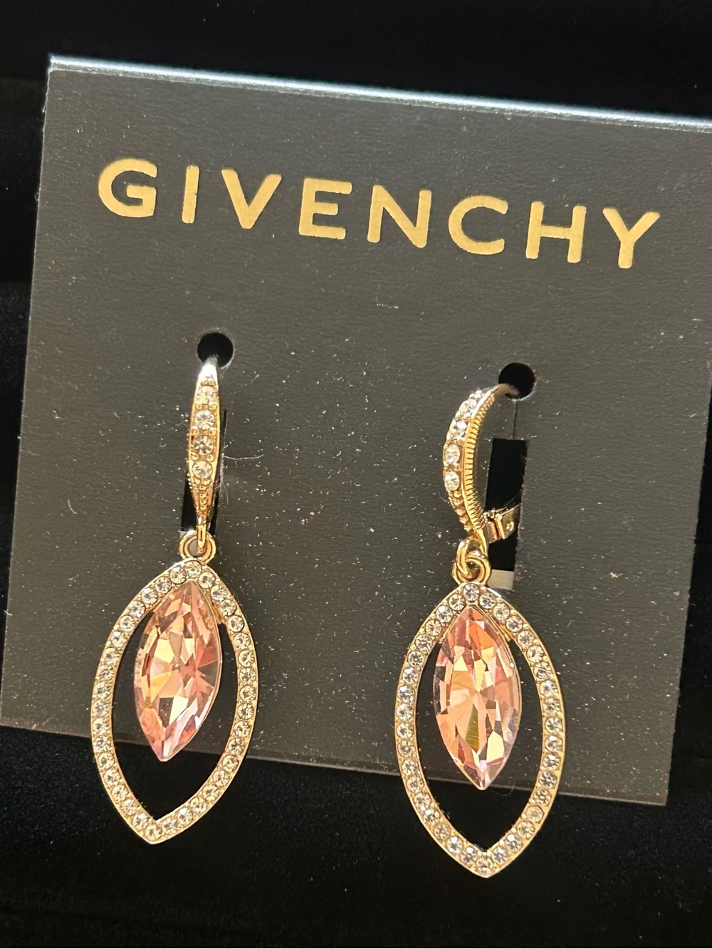 Givenchy Rose Crystal Marquise Drop Earrings in Gold